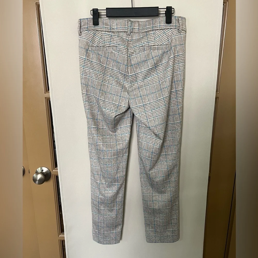 Kut from the Kloth Women's 8‎ Beige Blue Plaid Skinny Trouser Pants